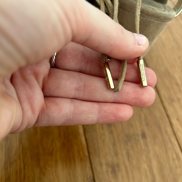 Authentic Jimmy Choo suede taupe & metallic block heels - Picture 4 of 5